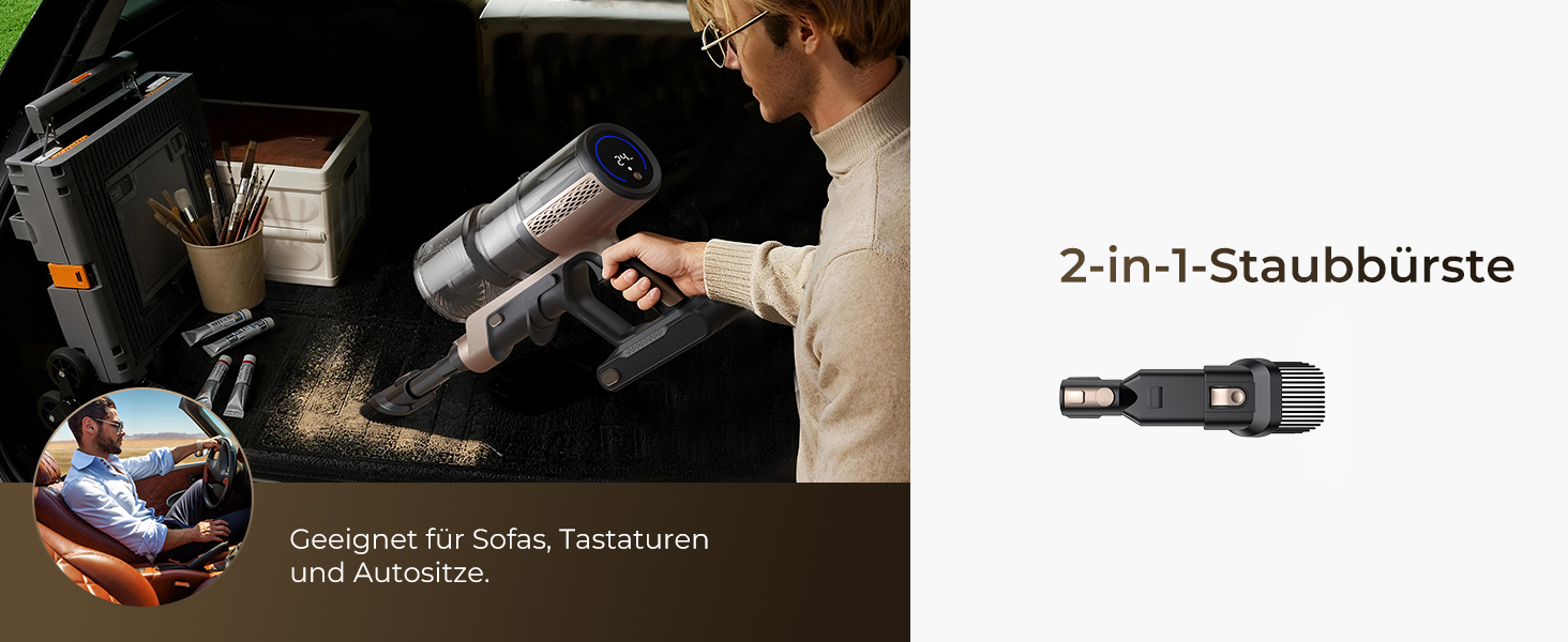 Proscenic P20: Акумуляторний пилосос 2-в-1 з функцією вологого прибирання, 70 кПа, 70 хв, 680 Вт, чорний. Для килимів та шерсті тварин