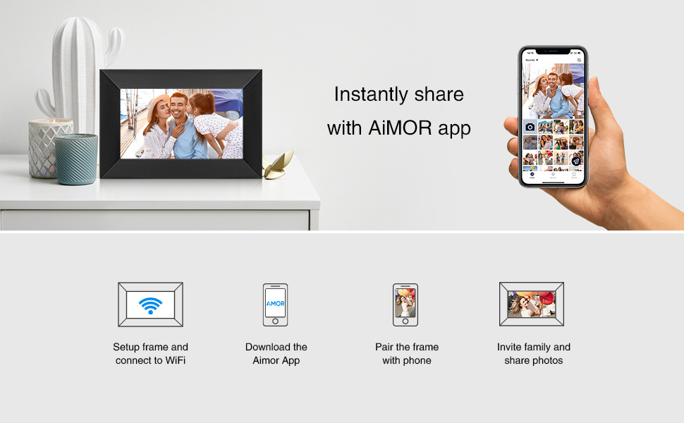 Цифровий фоторамка 15.6 дюймів 32GB WiFi, IPS Touchscreen, Автоматичне обертання, для дому та подарунків