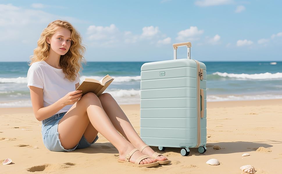 Набір валіз Merax 3 шт. з жорстким корпусом (20/24/28 дюймів), кремовий колір