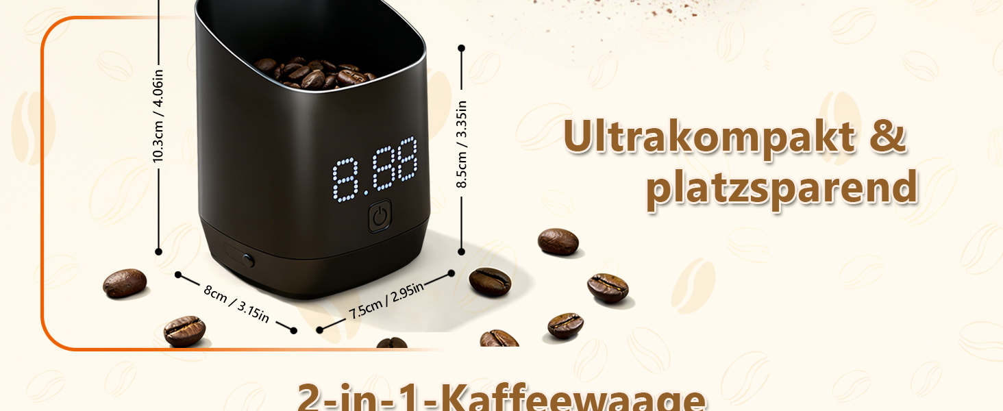 Ваги для кави Kaffeewaage 500г/0,1г, цифрові, з LED-дисплеєм, USB-C, IPX4, для еспресо, пуроверу та кавових зерен
