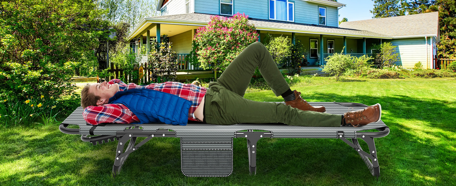 Сонячне ліжко MOPHOTO, складане для саду з матрацом, регульована спинка та підніжка, портативне, для дому та вулиці, складна (зелене дитяче ліжко, сірий килимок)