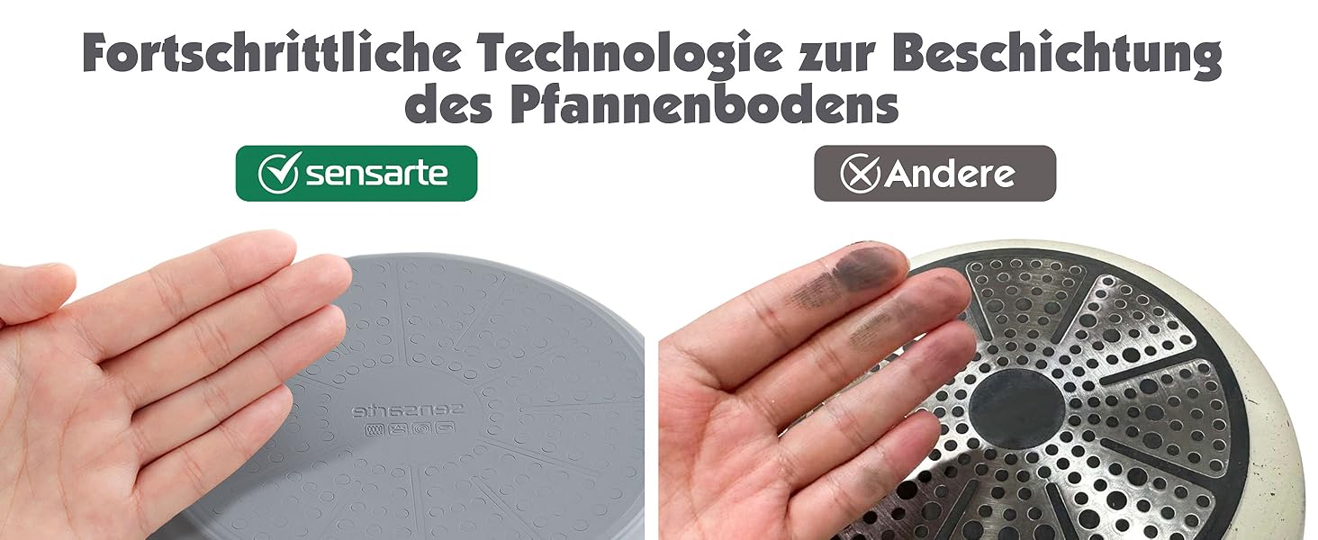 Набір каструль SENSARTE з керамічним покриттям (17 предметів), антипригарне, для всіх плит, безпечне, сумісне з посудомийною машиною та духовкою