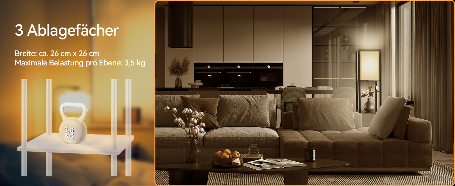 Торшер Fullwatt з дерев'яною полицею та підсвічуванням для спальні та вітальні (чорний)