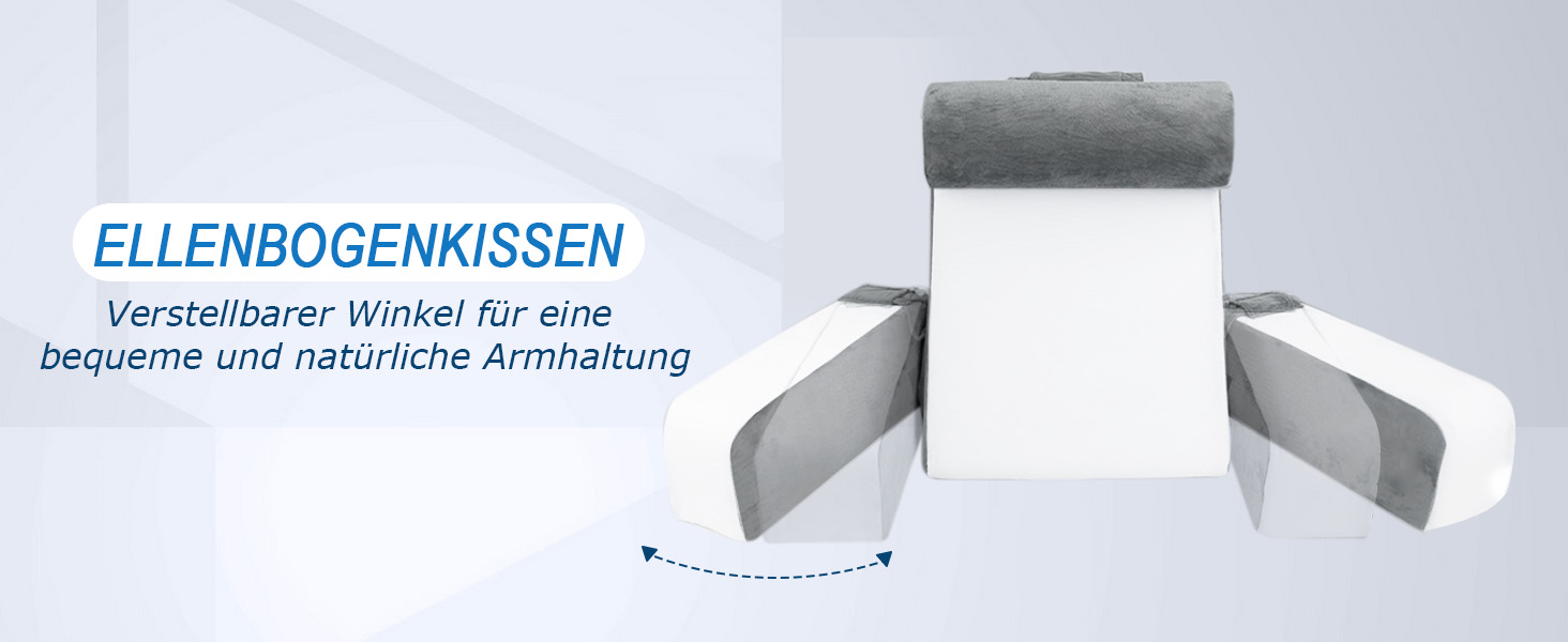 HOMCA Подушка для читання та відпочинку в ліжко та на диван з знімною подушкою для шиї та підлокітником, подушка для спини, настінна подушка, багатофункціональна подушка-клиновид для читання, роботи та перегляду телевізора (36x40x48 см)