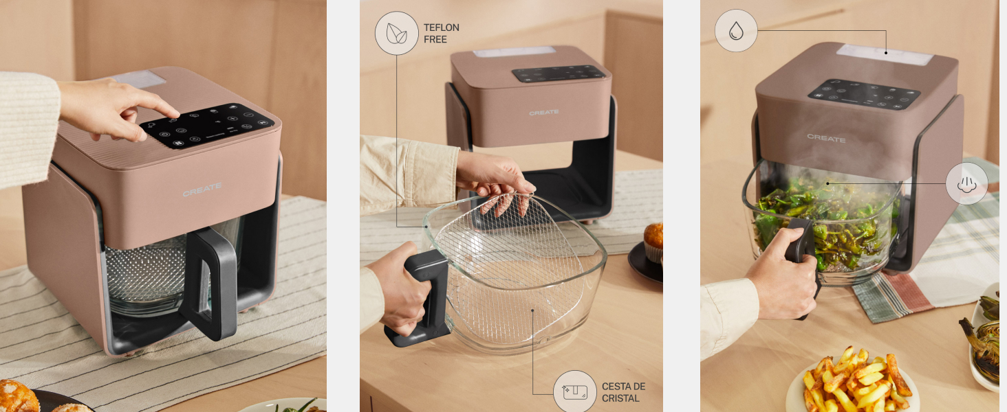 Фритюрниця повітряна 4.2л з парогенератором, 6 програм, білий колір, 1300W