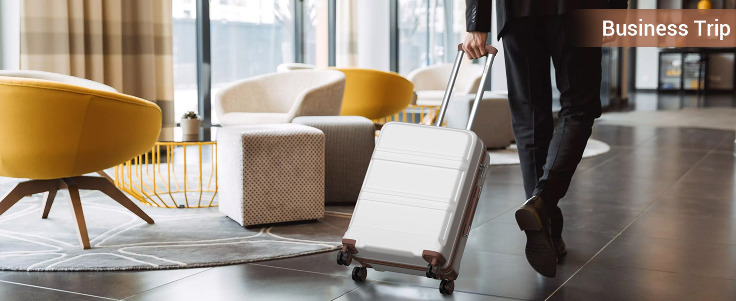 KONO Чемодан-Тролей 55 см, Кремовий Білий | Валіза для подорожей