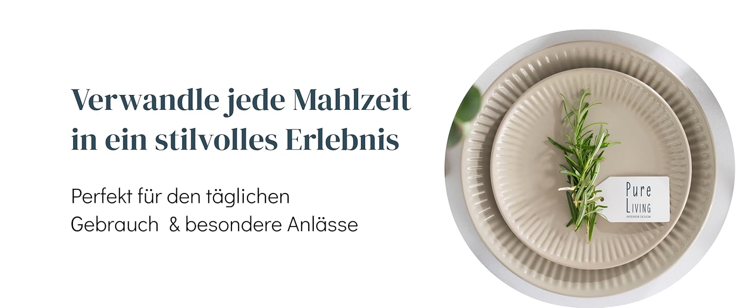 Набір посуду Steingut Hygge 48 предметів для 12 осіб, бежевий колір, преміум якість