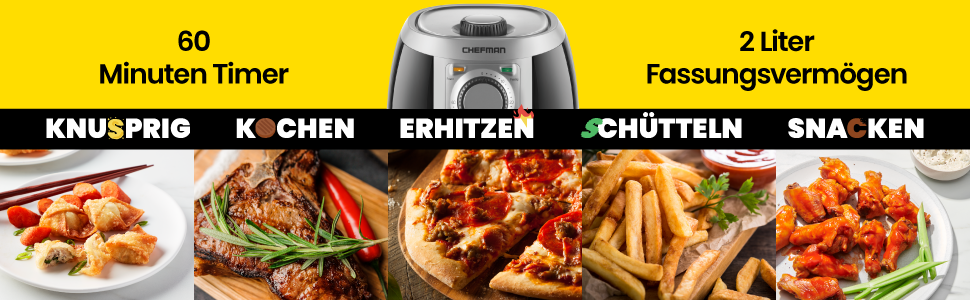 Фритюрниця Chefman 2L: компактна, чорна, з антипригарним кошиком та цифровим таймером