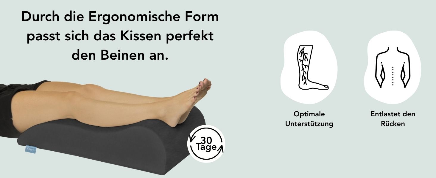 Подушка для підйому ніг XDREAM | Ергономічна | Підтримує та знімає навантаження | Знімна та пральна наволочка | Сертифікат Öko-Tex | Сірий антрацит