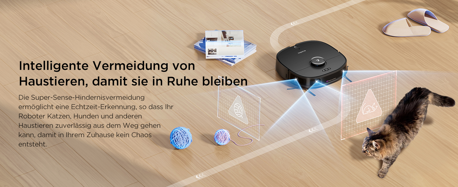 Робот-пилосос EUREKA J12 Ultra з функцією миття підлоги (самостійне очищення, миття та сушка), потужність всмоктування 5000Pa, обертова функція миття, Dual-LiDAR навігація, 3D уникнення перешкод, білий (чорний)