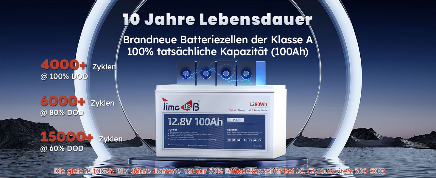 LiFePO4 акумулятор Timeusb Pro 12V 100Ah 640Wh з BMS 50A, літій-залізо-фосфатна батарея