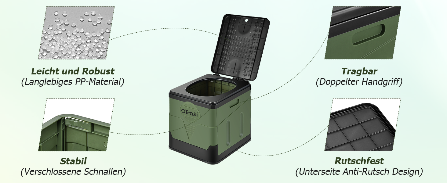 Зручна складана мобільна туалетна кімната OTRAKI для кемпінгу, фестивалів та подорожей (зелена)