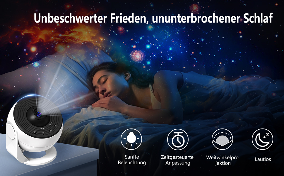 Проектор нічного неба Sternenhimmel Home Planetarium: лампа-проектор зірок та галактики для дітей та дорослих, 14 дисків з планетами, Місяцем та тематичними сценами для спальні