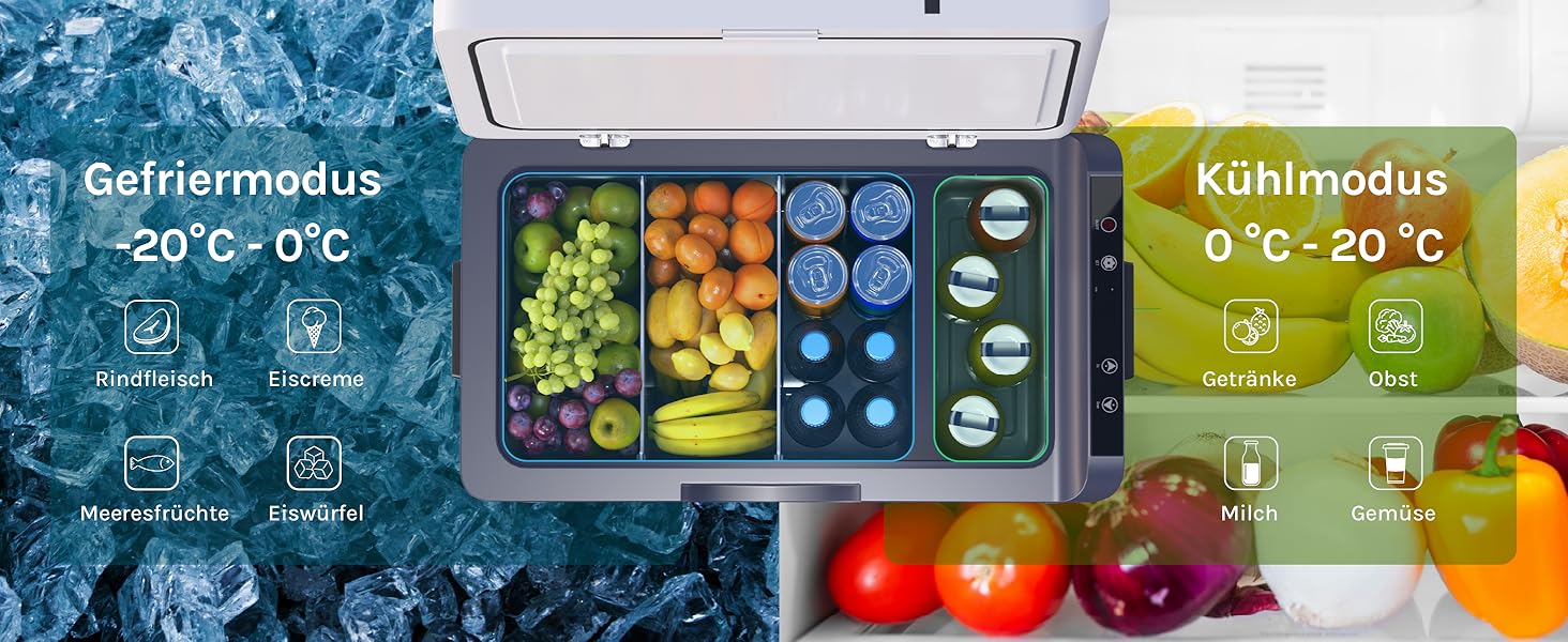 Автомобільний холодильник WOLTU 30л, електричний 12/230V, двозонний, для авто, пляжу, пікніка - білий + адаптер