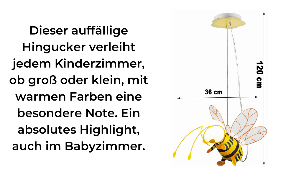 Дитяча лампа bmf-shipping стельова Світлодіодна підвісна лампа у вигляді бджоли для дитячої кімнати для дівчаток і хлопчиків - підвісна лампа для дитячої кімнати жовтого кольору - Дитяча лампа в комплекті. Світильник-підвісний світильник Діти Тварини