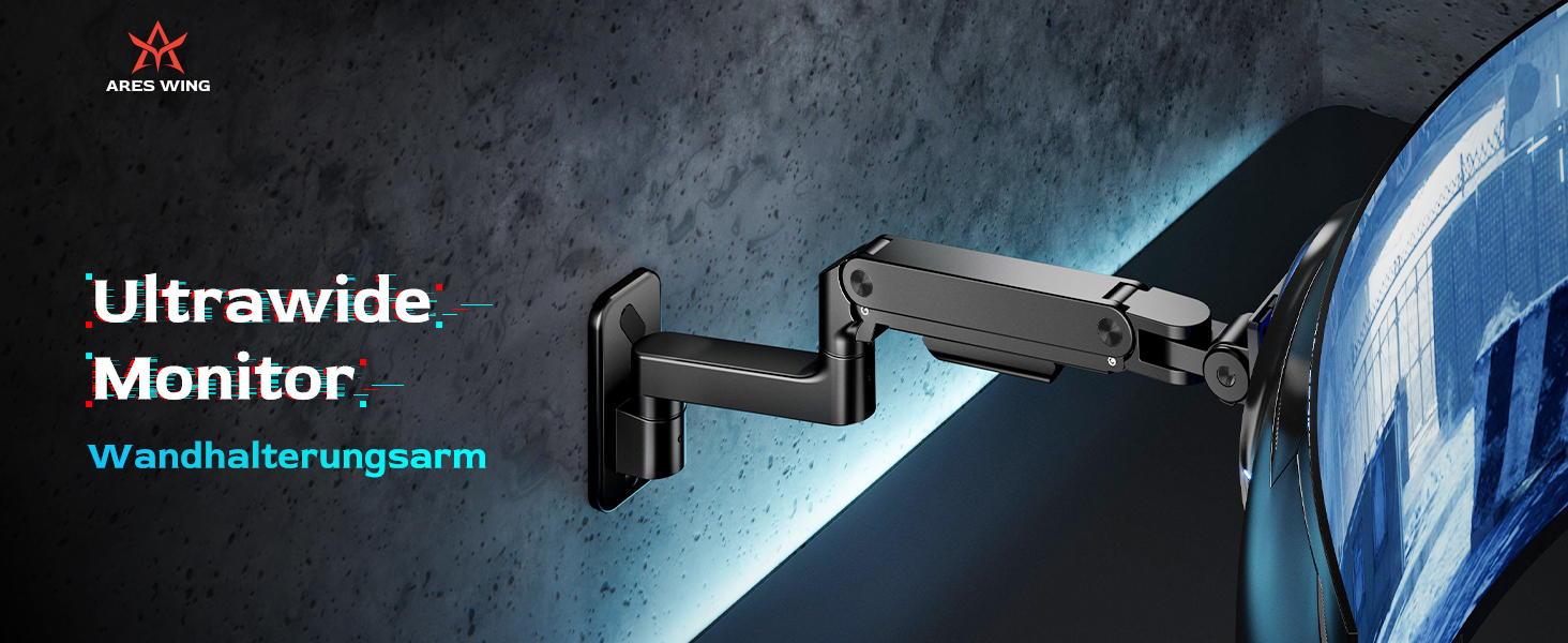 Кріплення для монітора Ares Wing на стіну, 17-49 дюймів, до 20 кг, VESA 75/100, чорний