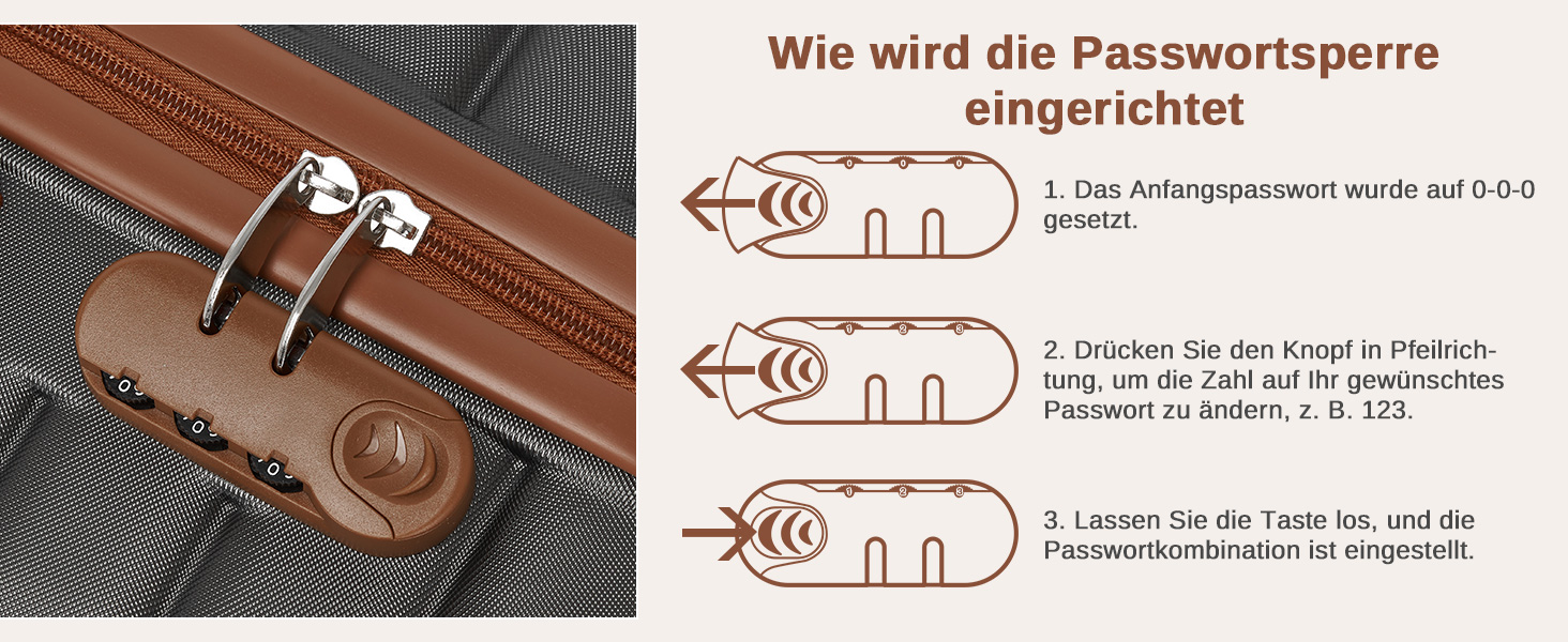 Валіза KONO, середнього розміру, 66 см, ABS+PC, з коліщатами та кодовим замком (темно-зелений/коричневий)