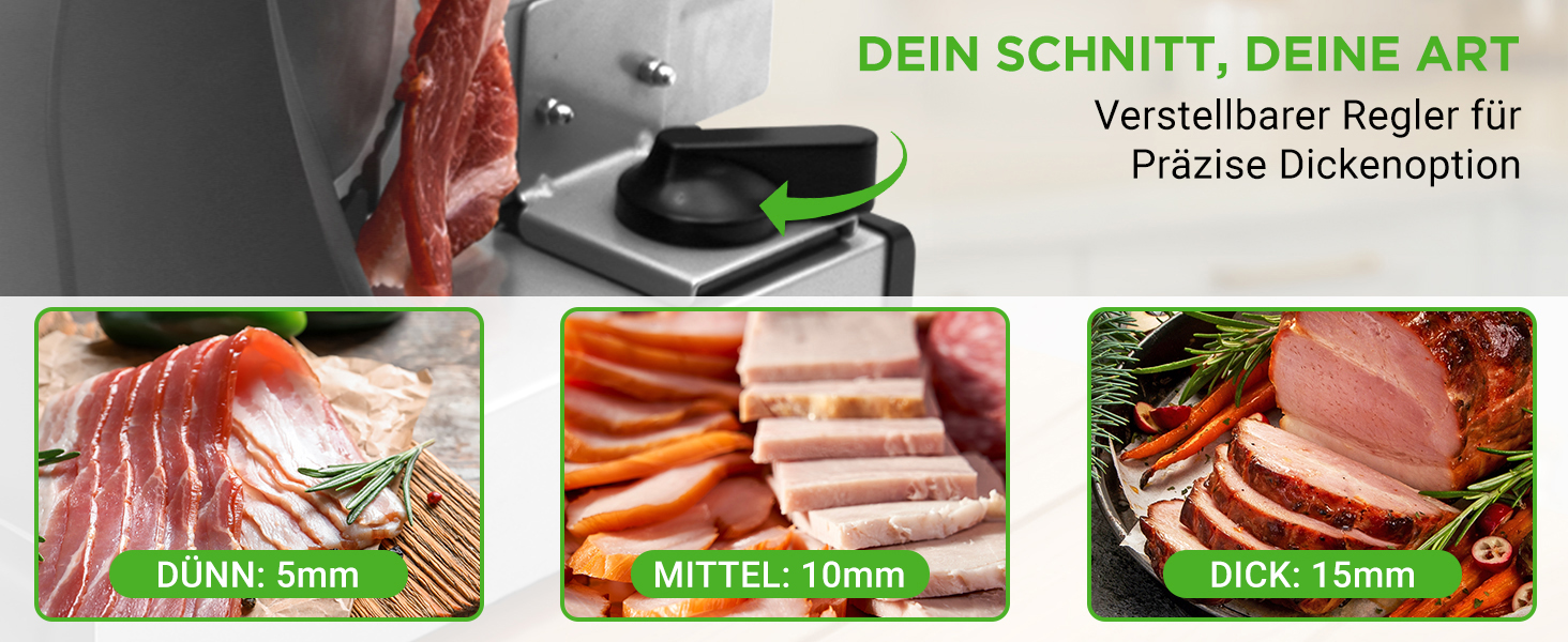 Електричний універсальний слайсер NutriChef 200W для хліба, м'яса, сиру та овочів, товщина нарізки 0–15 мм, ніж з нержавіючої сталі 19 см