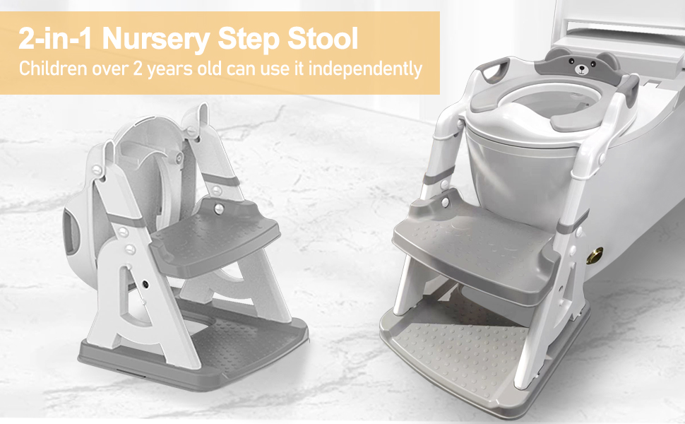 Дитячий унітаз-сходинка з сидінням, складаний 2-в-1, нековзний, з м'яким сидінням, захист від бризок, для дітей 1-7 років