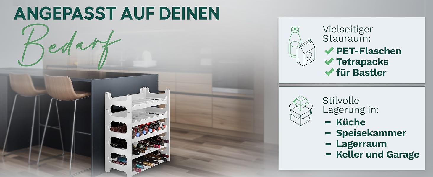 Стеляж для пляшок Novaliv на 36 пляшок з пластику, розширюваний, для вина, напоїв, спиртних напоїв