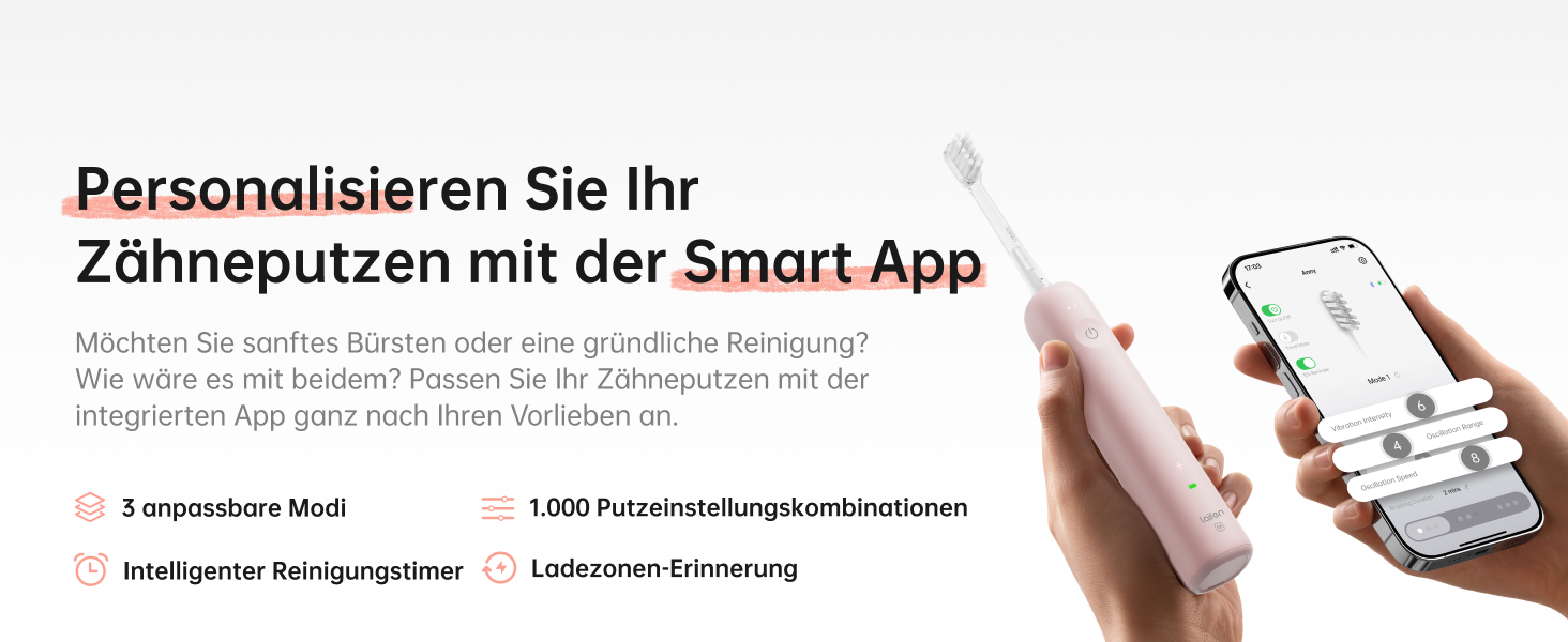 Електрична зубна щітка Laifen Wave Spezial з осциляцією та вібрацією, для дорослих, з додатком, 2 насадки (зелена)