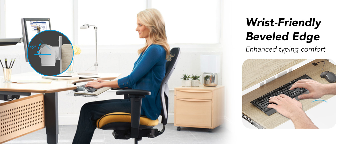 Висувна підставка для клавіатури під стіл з К-кріпленням, великого формату, стійка, ковзна, платформа для клавіатури 838 мм x 280 мм, висувна платформа, комп'ютерна шухляда для набору тексту (дуб)