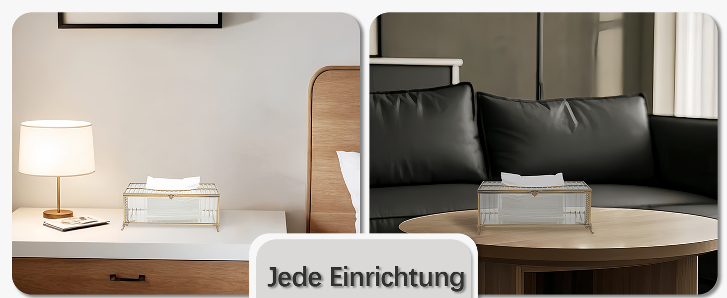 Скляна коробка для серветок SLHEQING Gold - органайзер для косметичних серветок, прямокутна модель для ванної, вітальні, спальні, офісу