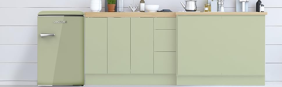 Міні-холодильник Cecotec Bolero CoolMarket TT Origin 45: зелений, 110 л, 1 дверцята, ретро-дизайн