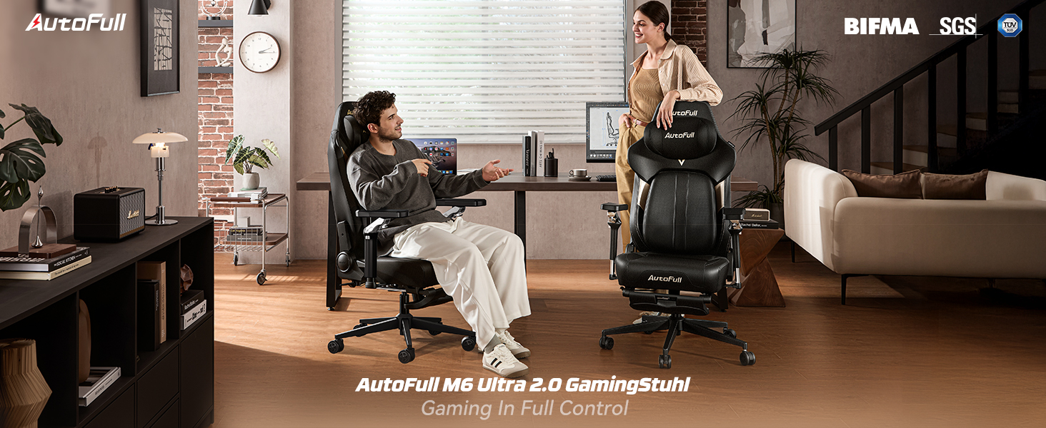 Ігрове крісло AutoFull M6 Ultra 2.0 з функцією масажу, чорне
