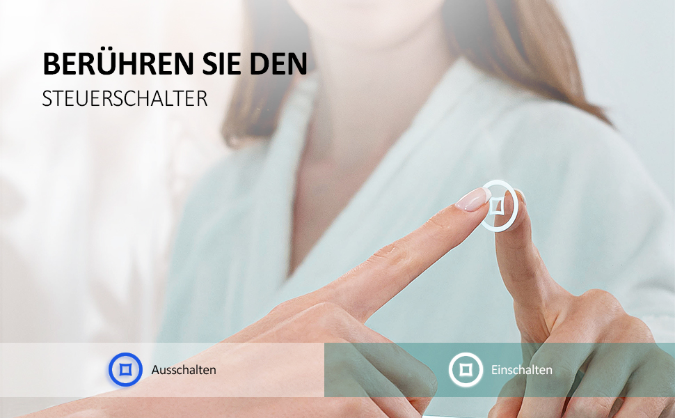 LED дзеркало для ванної кімнати EMKE 80x60 см з підсвічуванням, холодним білим світлом, сенсорним вимикачем, IP44, енергозберігаюче