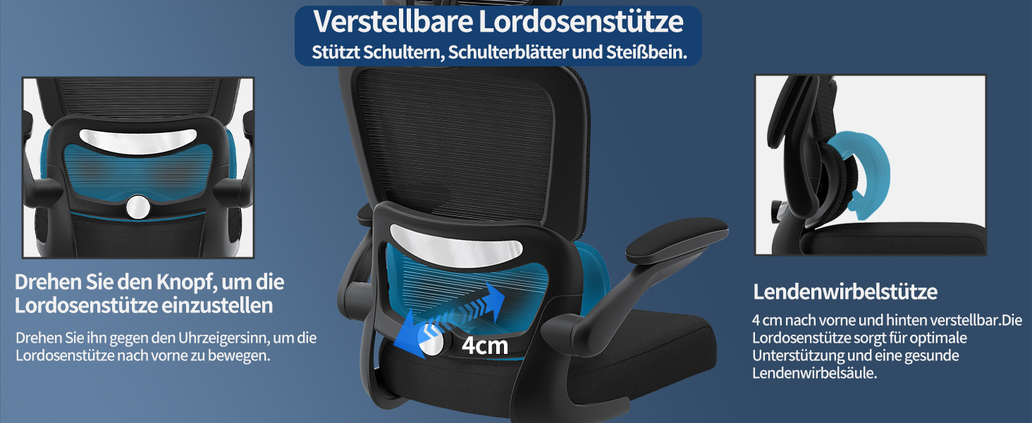 Ергономічне крісло TRALT для офісу з регульованою поперековою підтримкою та підголівником. Ігрове крісло, офісне крісло для дому та офісу. Максимальне навантаження 150 кг, чорний колір.