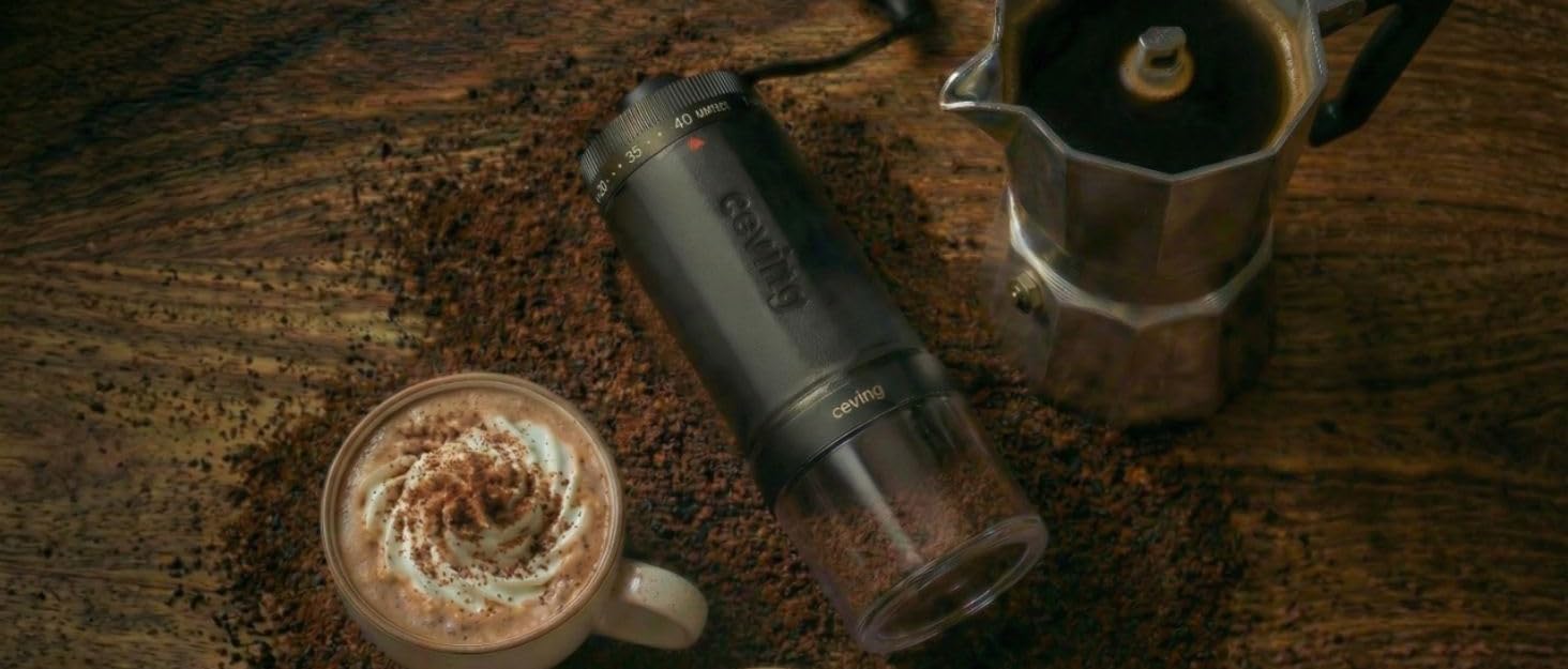 Ручна кавомолка Erste MEGA PRO 60г для еспресо, пуроверу, подорожей та кемпінгу. Регульований помел (40 позицій), нержавіюча сталь.