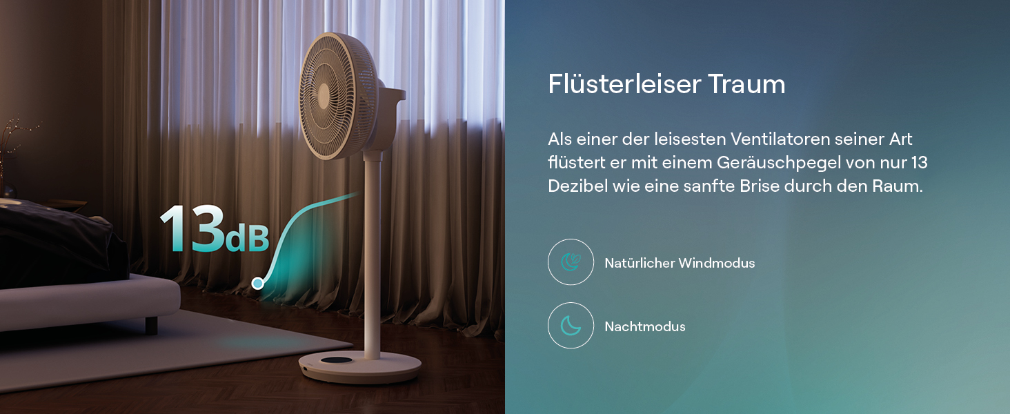 Duux Whisper Flex 2 Smart Вентилятор - Тихий (13 дБ), Нічний режим, Таймер, Регульована висота (54-92 см), Енергоефективний, Керування через App та Пульт - Чорний