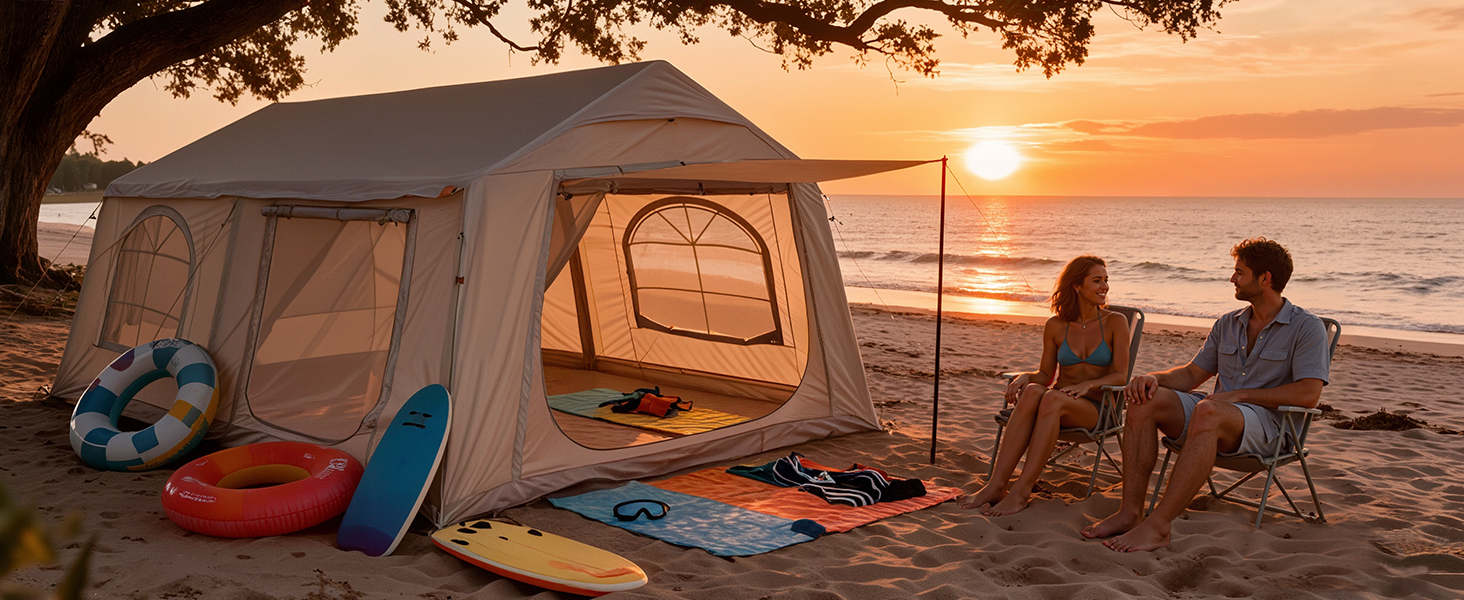 Надувний намет для кемпінгу Oxford 10 осіб - Водонепроникний, Air Glamping намет для відпочинку на природі