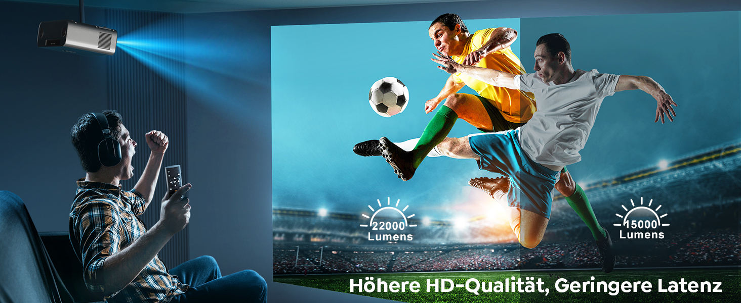 YABER LED проєктор 4K: 1080P Full HD, WiFi6, Bluetooth, автофокус, корекція трапеції. Підтримка PS5, смартфонів, ТВ приставок для домашнього кінотеатру та відпочинку на природі