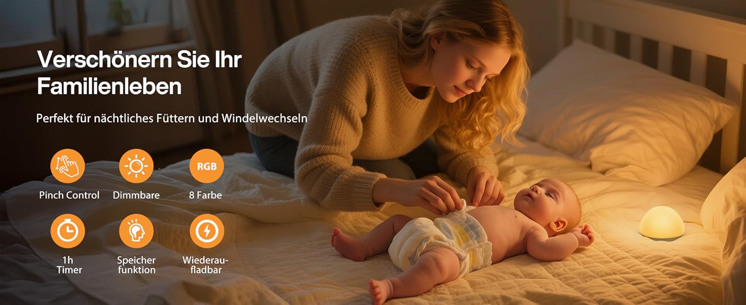 Нічник дитячий JolyWell RGB, силіконовий, USB акумулятор, з таймером, димування, сенсорний, для ліжечка, декор кімнати, подарунок білий