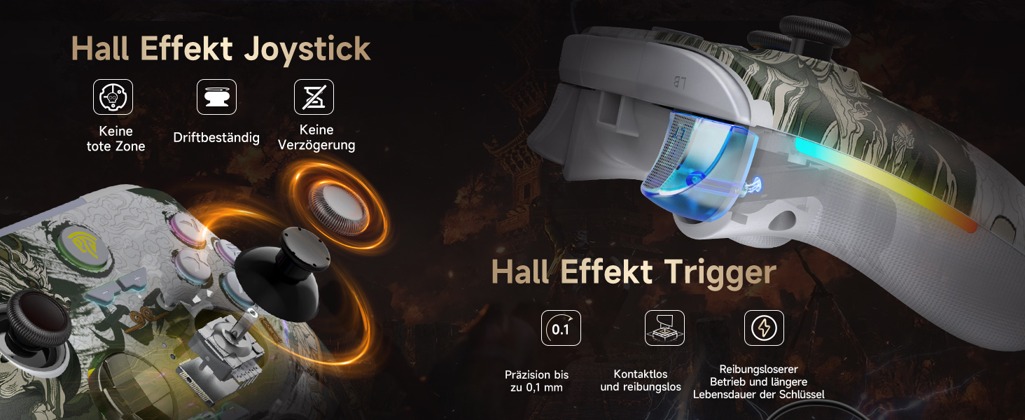 EasySMX X15 Бездротовий геймпад для ПК з RGB підсвіткою, аналоговий джойстик та тригери, Bluetooth для PC/Switch/Android/iOS