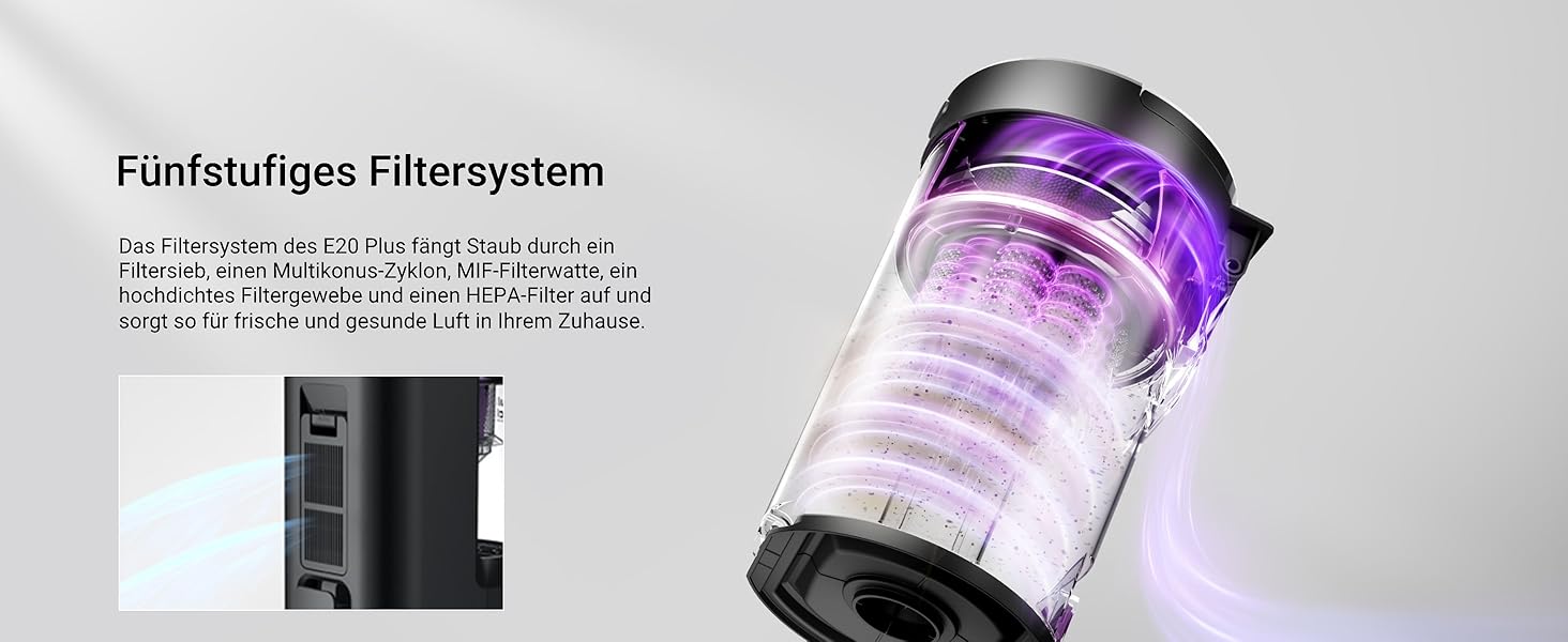 Робот-пилосос Eureka E20 Plus: 8000 Pa, самостійна очистка, DuoDetect AI, білий/чорний