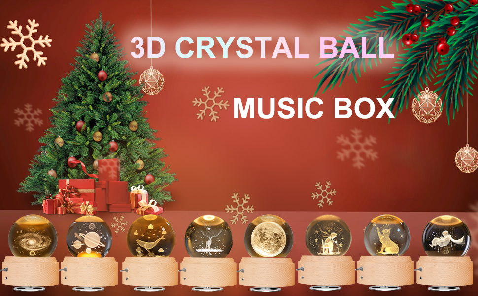 Музична шкатулка BIAOQINBO Crystal Ball 3D K9 13х7 см