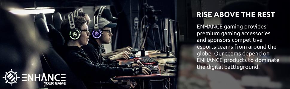 ENHANCE Підставка для двох ігрових навушників, настільний тримач з регульованим кріпленням 360°, універсальна сумісність