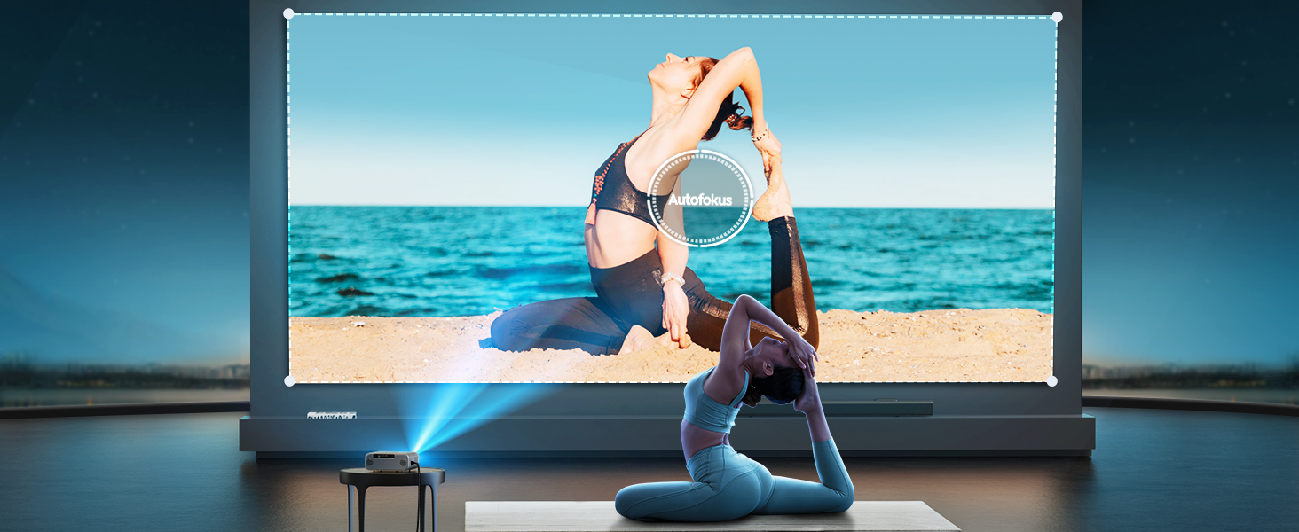 YABER LED проєктор 4K: 1080P Full HD, WiFi6, Bluetooth, автофокус, корекція трапеції. Підтримка PS5, смартфонів, ТВ приставок для домашнього кінотеатру та відпочинку на природі