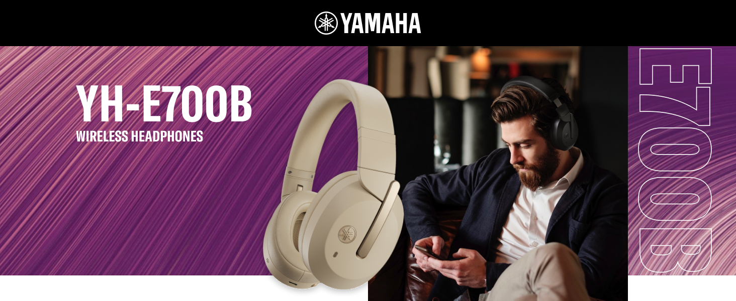 Накладні навушники Yamaha YH-E700B Bluetooth, акумулятор 32 год, ANC, бежевий