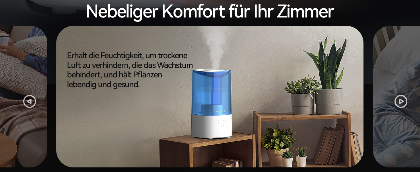 Зволожувач повітря автоматичний для спальні та великих приміщень 4.5л з таймером, сенсором вологості, до 18 годин роботи, автовимкнення, 360° розпилення (Чорний)