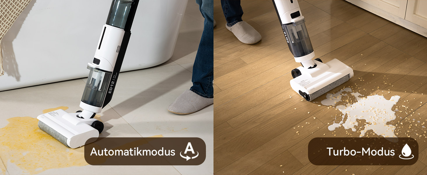 Акумуляторний пилосос 2-в-1 JONR ED12 Lite White: миття та сухе прибирання, самоочищення, для твердих поверхонь та шерсті тварин, 850 мл