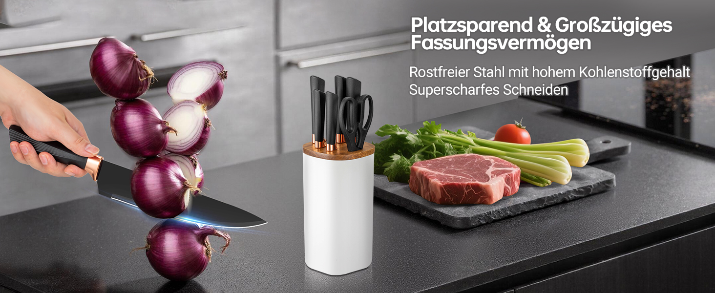 Набір ножів Makfoner 6 шт. з знімним бруском: кухонні ножі Сантоку, для хліба, кухонні, для чищення, універсальні, ножиці, з нержавіючої сталі, білий