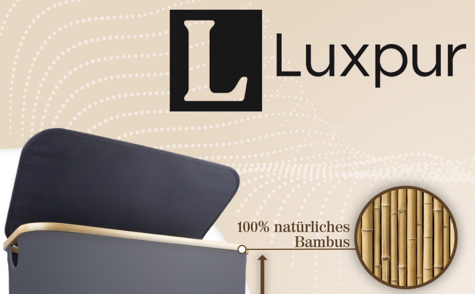 Кошик для білизни Luxpur XXL з кришкою 3 відділення Мішок для білизни Бамбукова система сортування білизни Складний ящик для білизни Збірник білизни Сепаратор для білизни Скриня для білизни Кошик для білизни