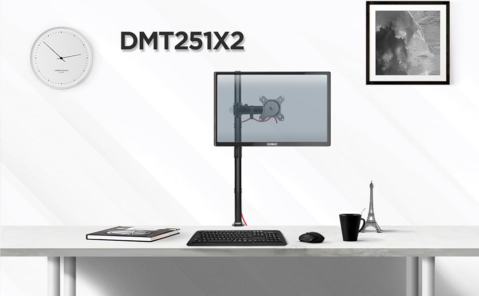 Тримач для двох моніторів Duronic DM35V2X1 | Регульована підставка для ПК з VESA 75/100, гнучка, для офісу та дому