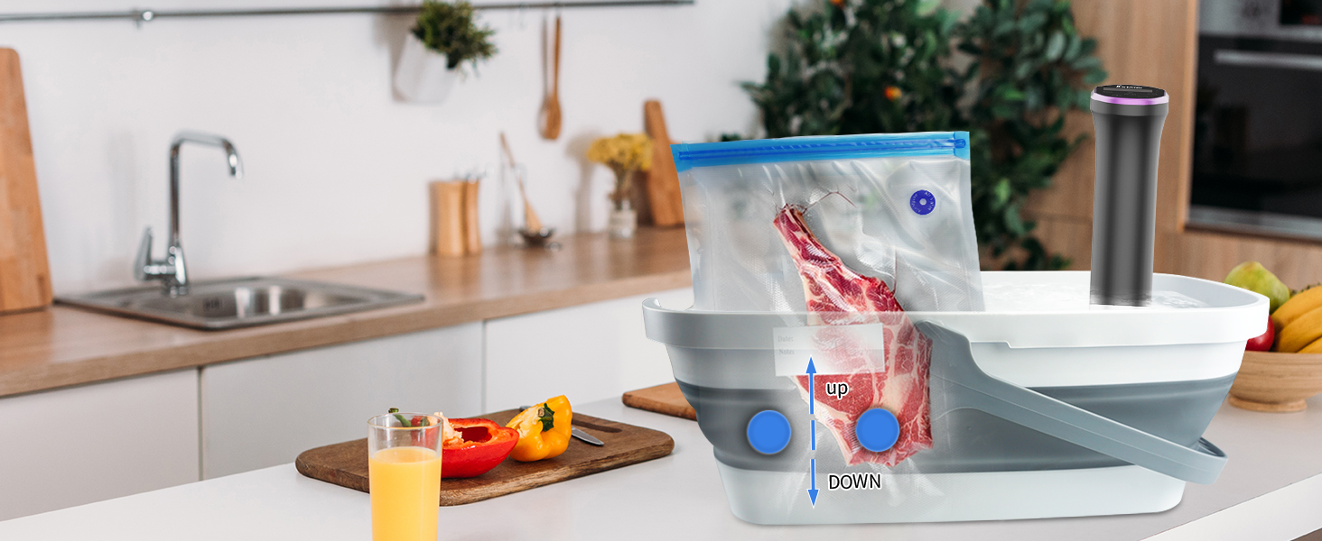 Sous Vide занурювальний кухонний термостат Karienvir 1400W з LCD-дисплеєм, Wi-Fi, IPX7, таймером, фіолетовий
