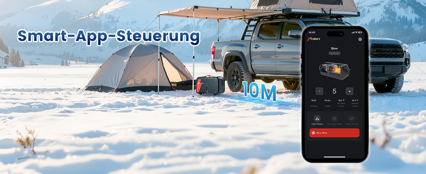 Дизельний опалювач 8kW Blazecore 1S з Wi-Fi, 12/24V/240V, 0.12-0.45 л/год, 10-рівнів регулювання температури, автоматичний старт/стоп для авто та вантажівок