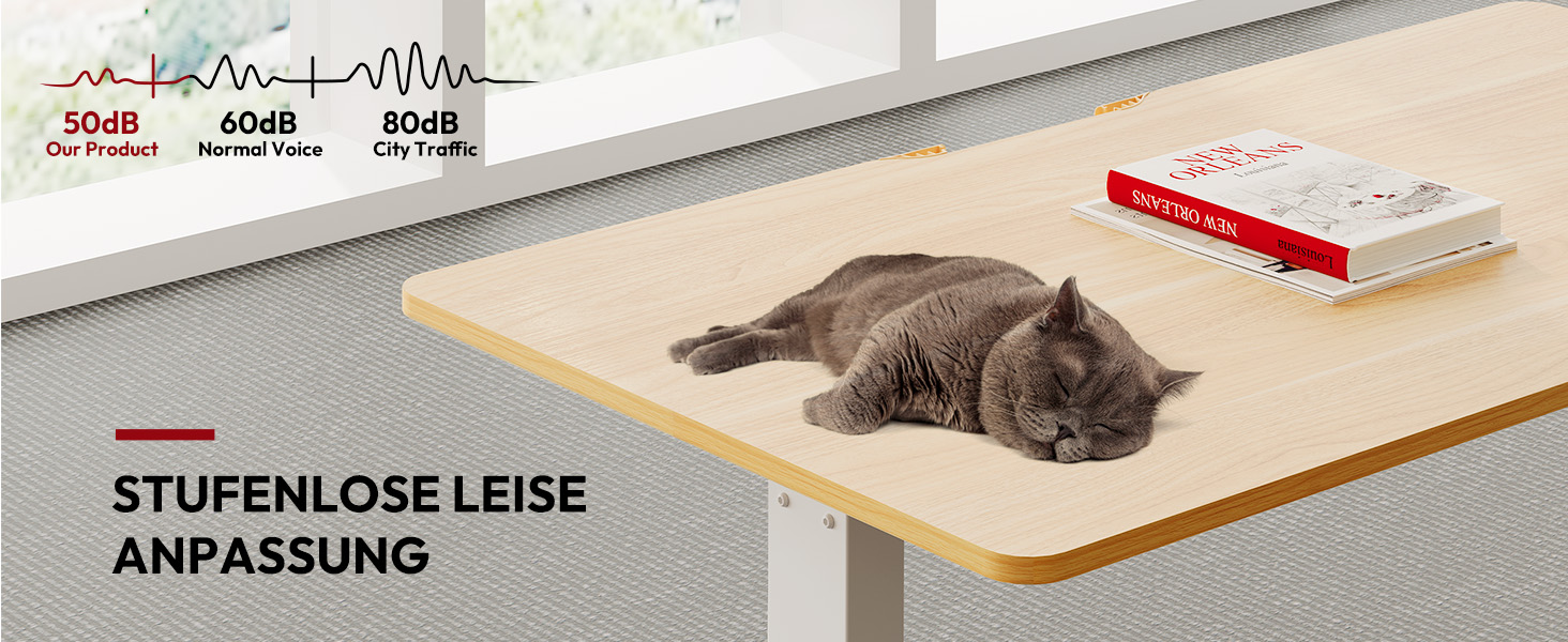 Регульований стіл Sanodesk з великою стільничною поверхнею, аксесуарами (підстаканник, гачки, органайзер, кабель-менеджмент), ергономічний для офісу та дому, шпон берези, 110x54 см, білий+шпон берези